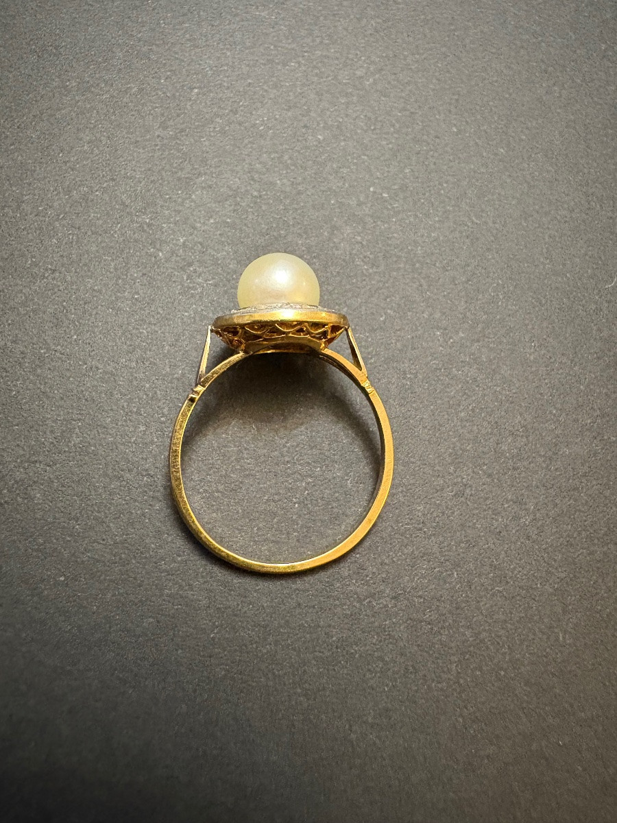 Art Deco: Gold Ring, Cultured Pearl And Rose-cut Diamonds.-photo-8