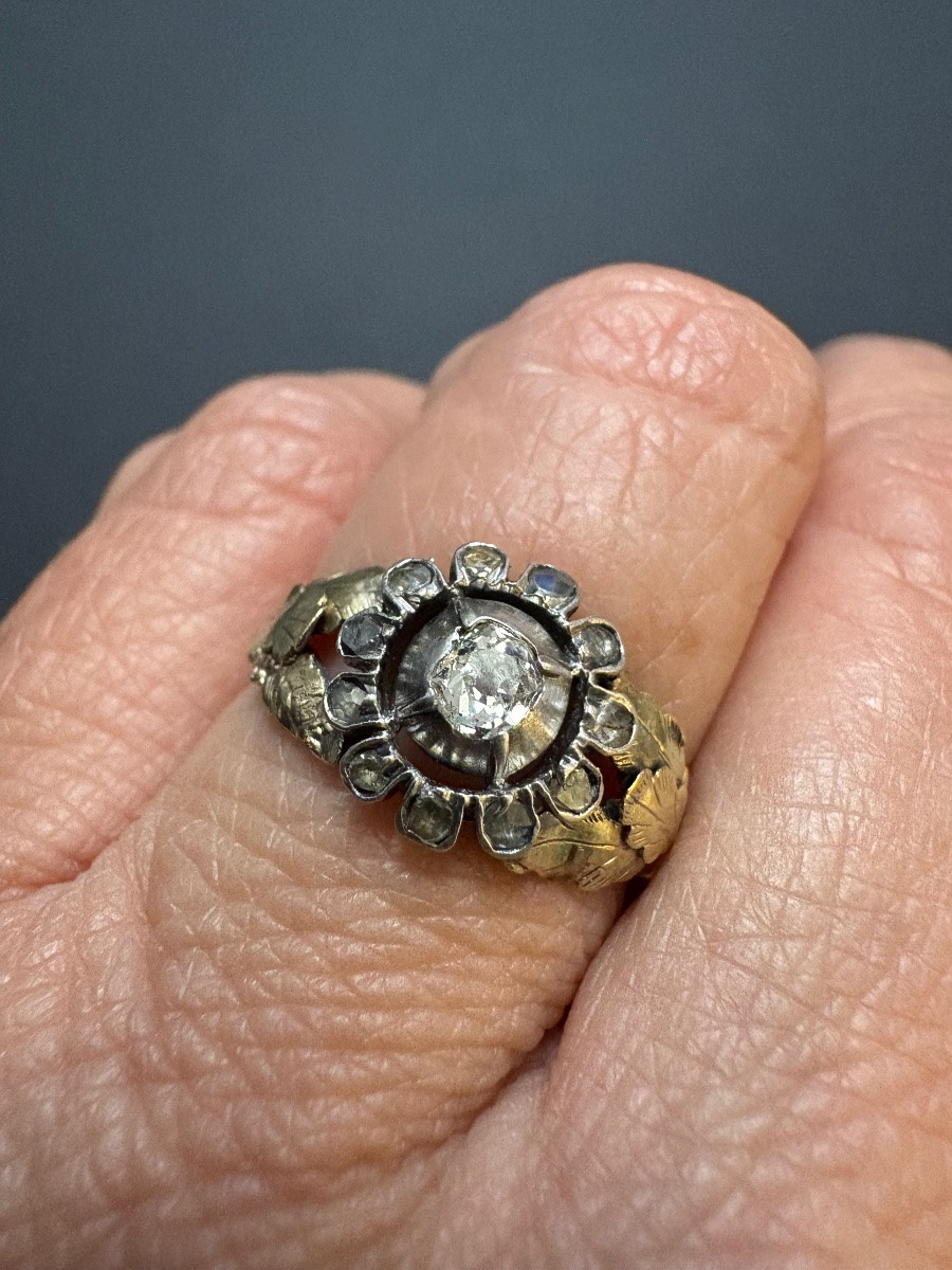 XVIII Siècle: Bague Géorgienne Antique avec diamants.-photo-2
