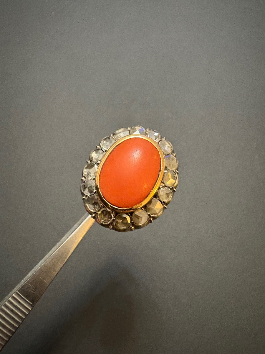 Antique Ring In Gold, Silver And Coral.-photo-5