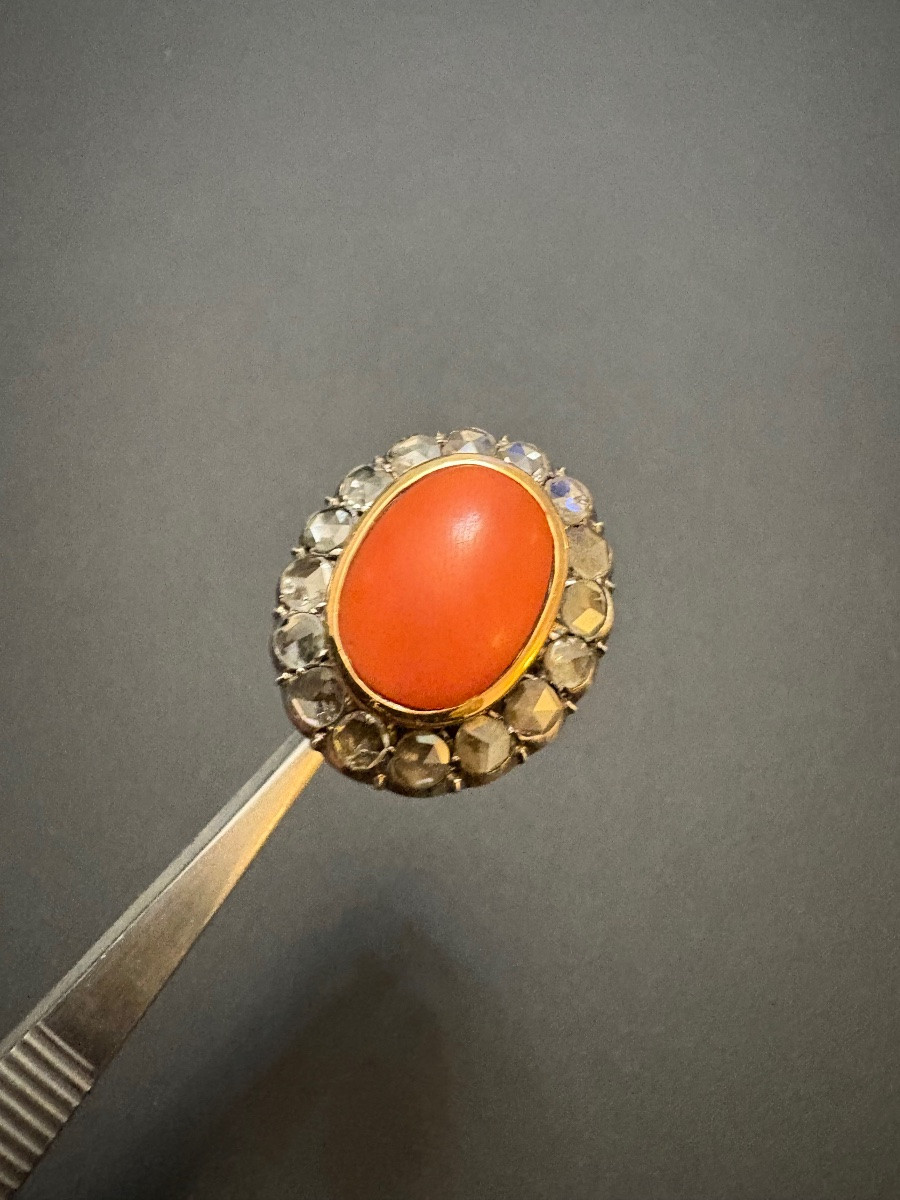 Antique Ring In Gold, Silver And Coral.-photo-7