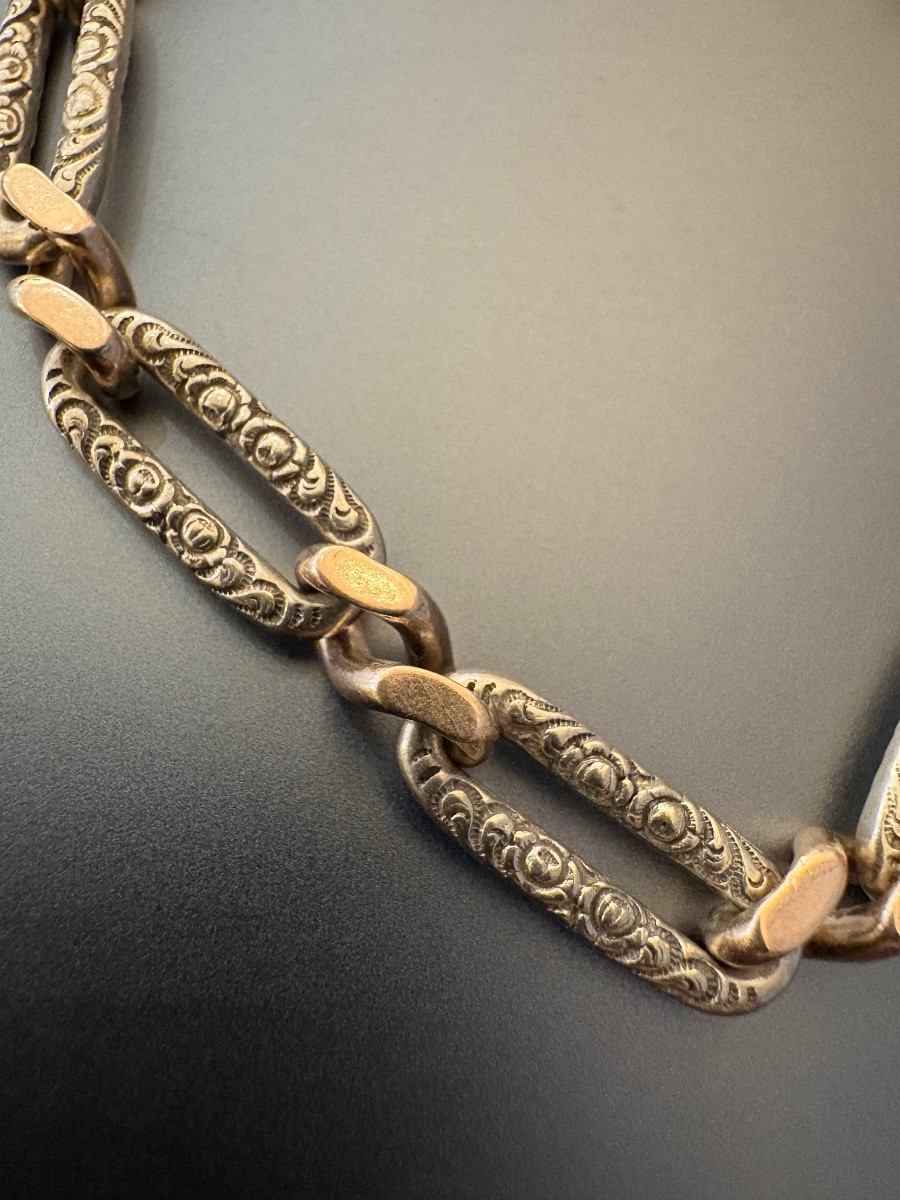 Art Nouveau: Bracelet en argent et vermeil.-photo-4