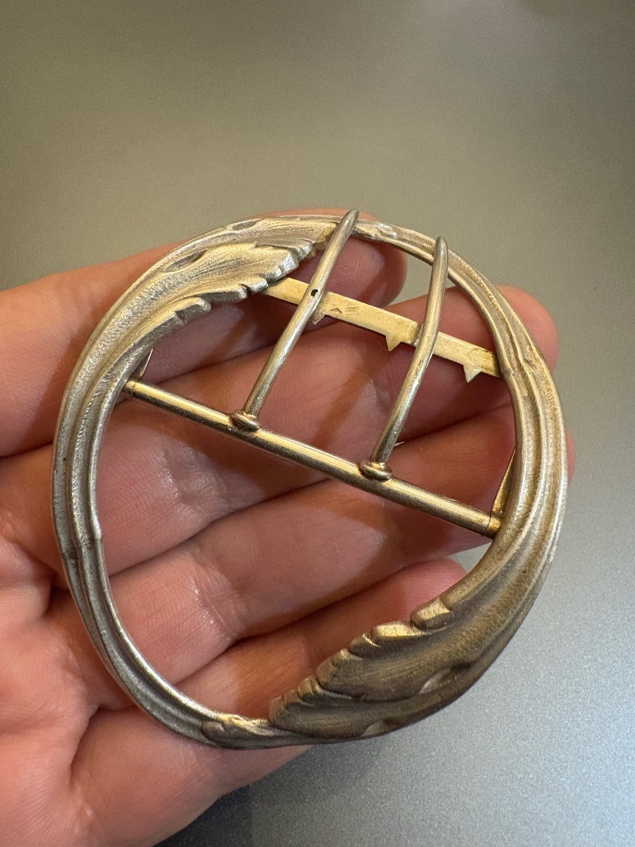 Art Nouveau: Silver Belt Buckle (800/1000).-photo-2