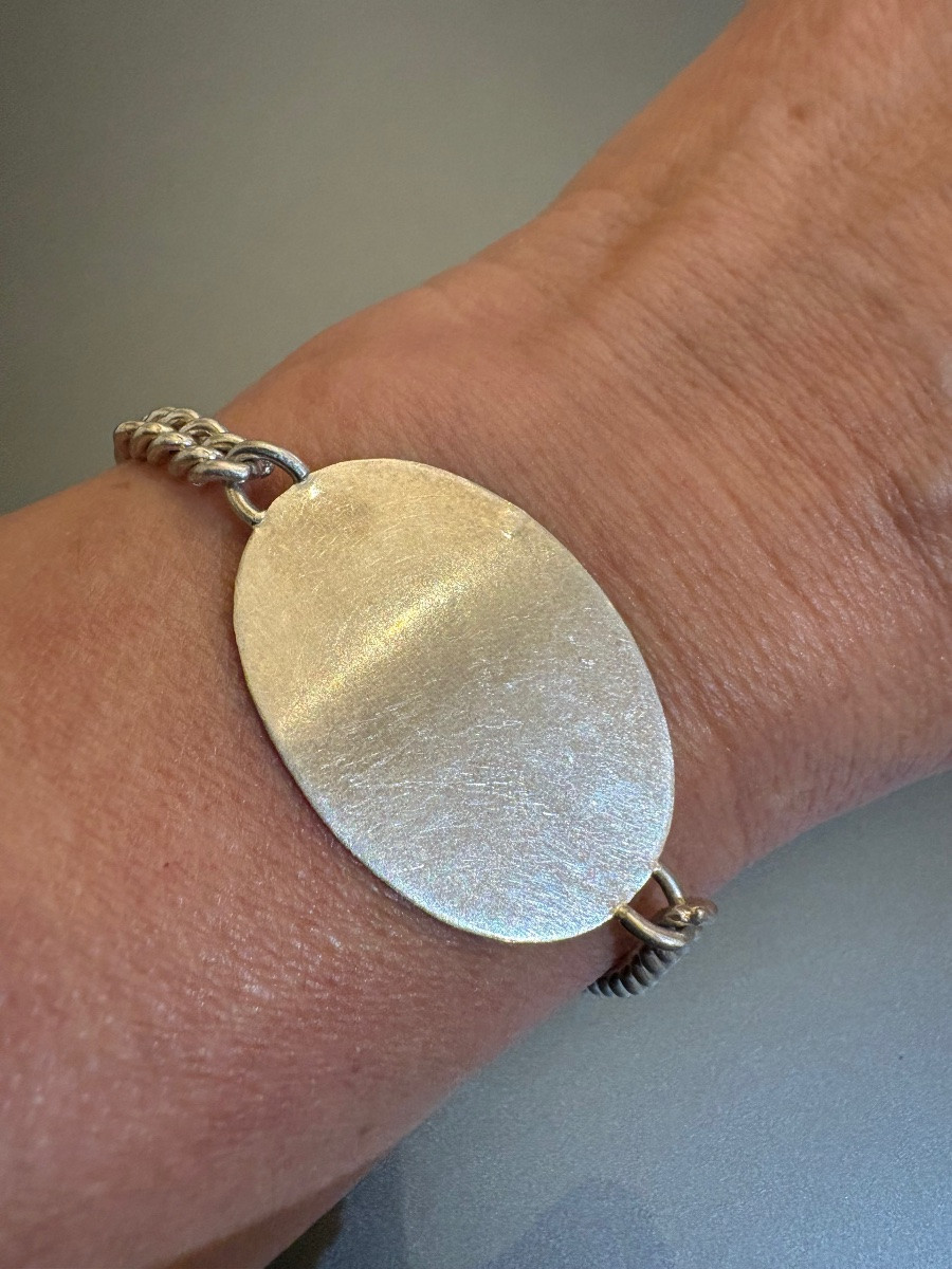 Ancien bracelet d'identité militaire en argent .-photo-2