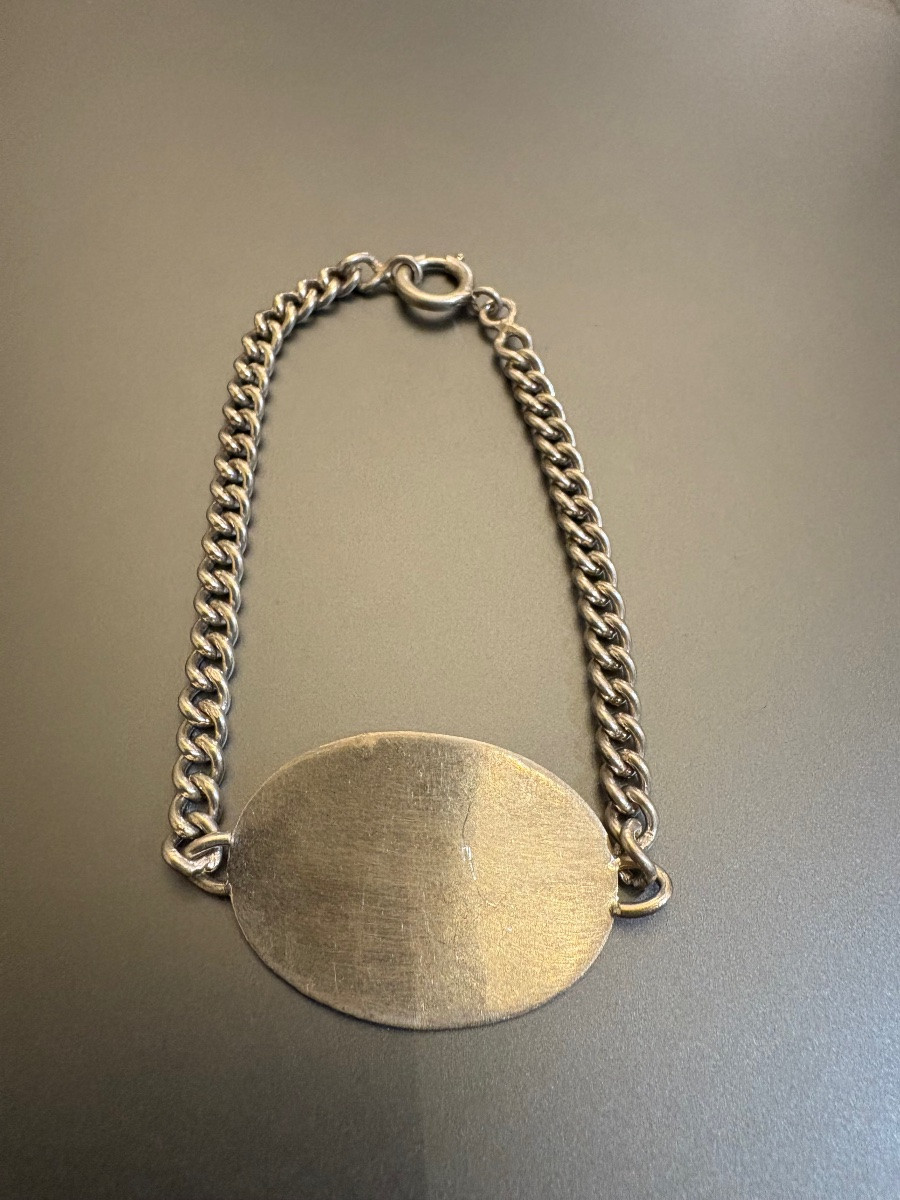 Ancien bracelet d'identité militaire en argent .-photo-4