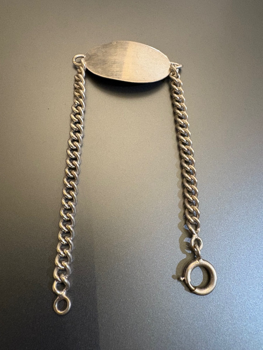 Ancien bracelet d'identité militaire en argent .-photo-2