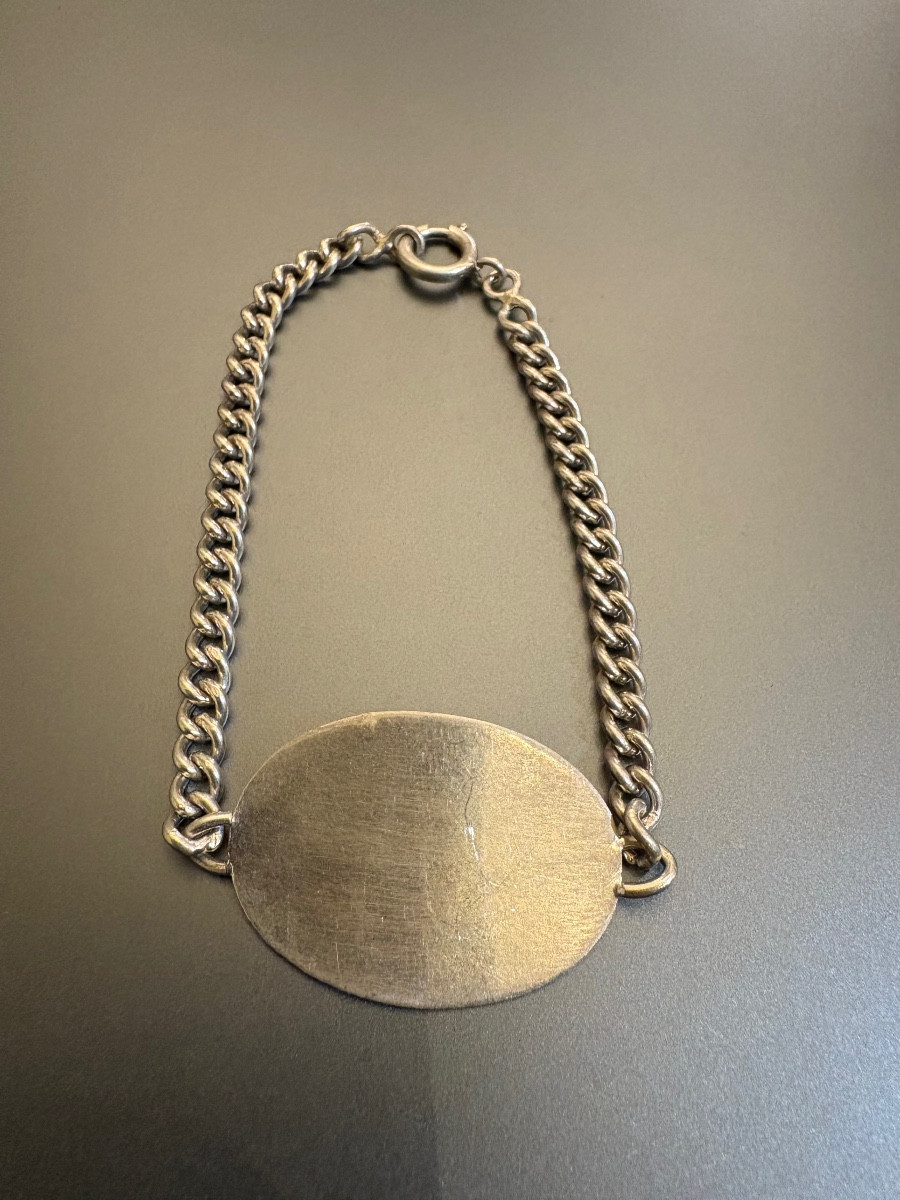 Ancien bracelet d'identité militaire en argent .-photo-3