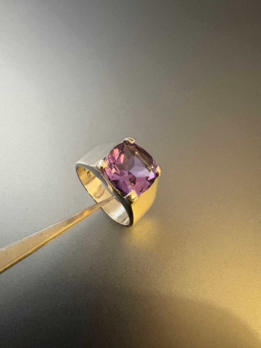 Vintage: Ring In 925/1000 Silver And Amethyst.-photo-3