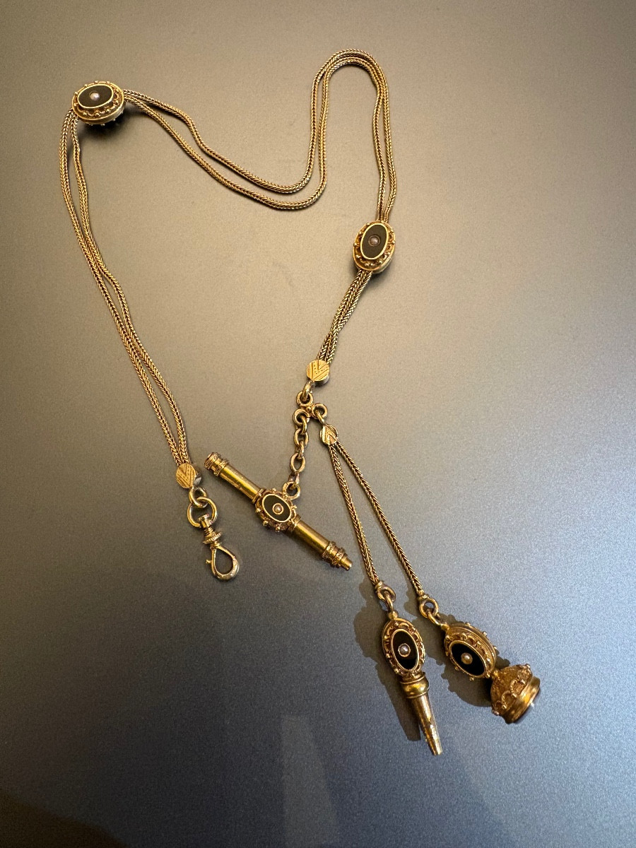 Antique Watch Chain In 18k Yellow Gold (750/1000).