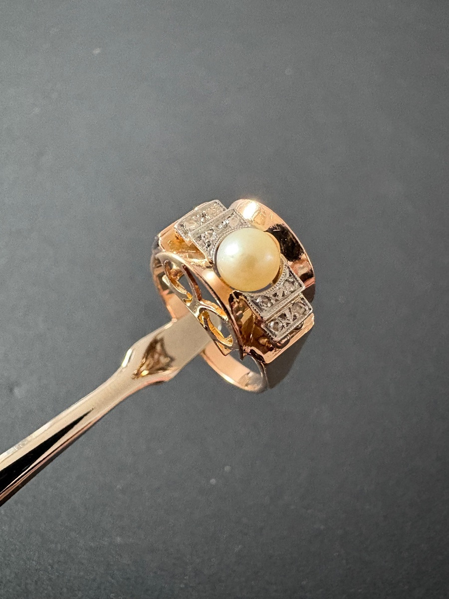 Tank Ring In Gold, Pearl And Diamonds-photo-4