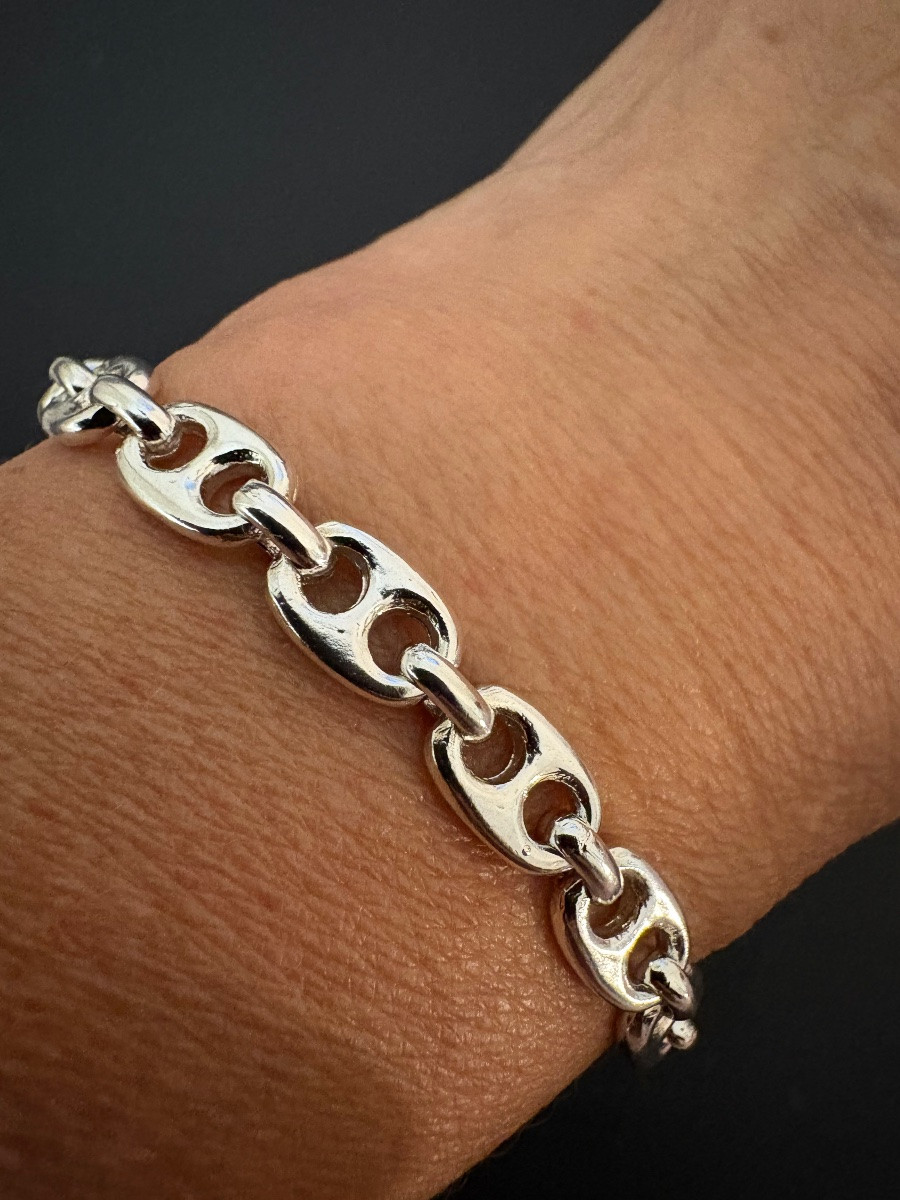 Vintage: Parure sautoir et bracelet en argent 925/1000 eme.-photo-4