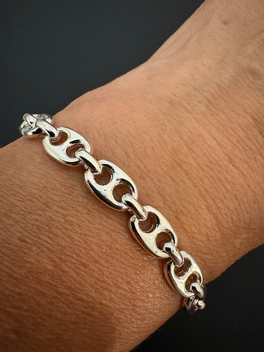 Vintage: Parure sautoir et bracelet en argent 925/1000 eme.-photo-3