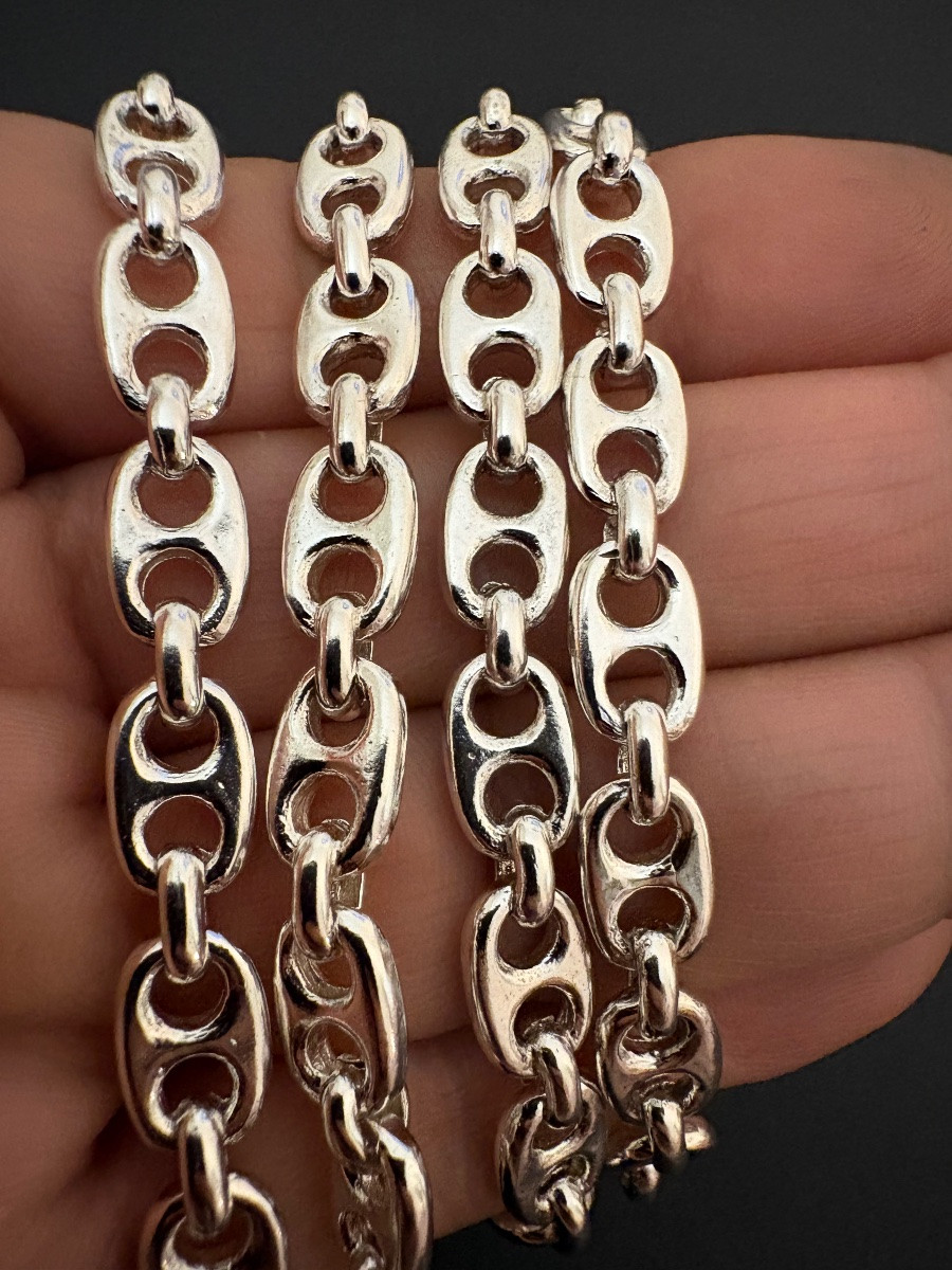 Vintage: Parure sautoir et bracelet en argent 925/1000 eme.-photo-4