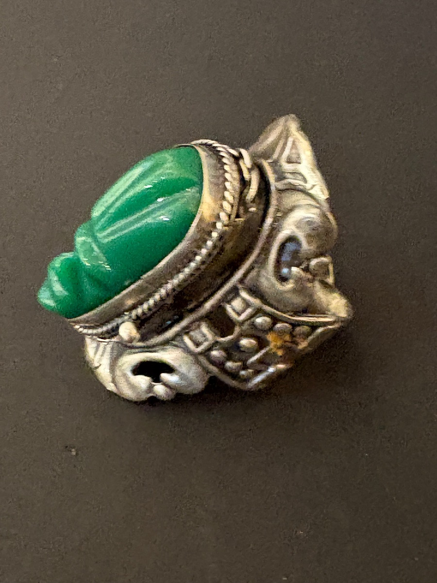 Vintage: Bague à secret en argent 925/1000 eme et obsidienne -photo-2