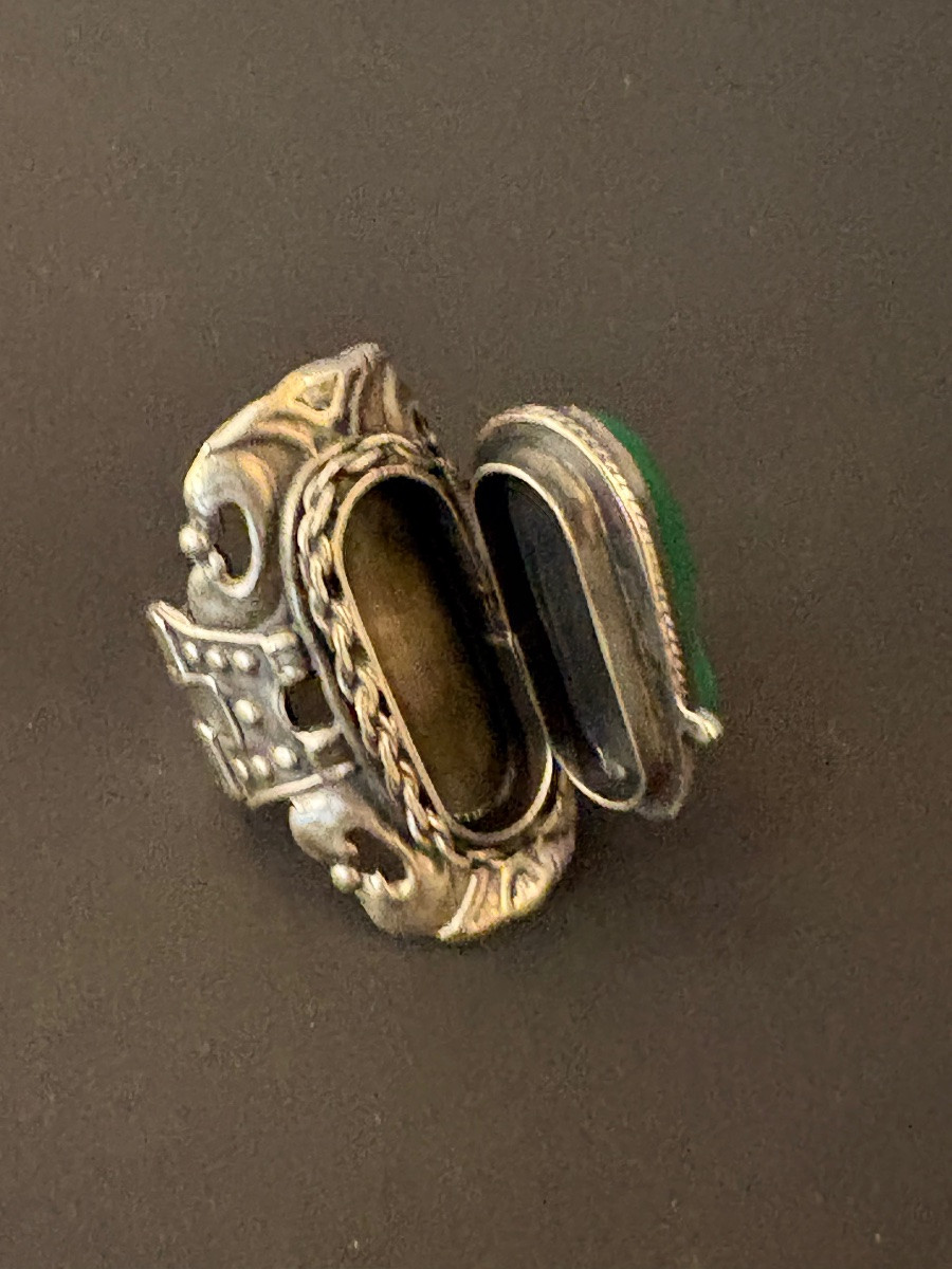 Vintage: Bague à secret en argent 925/1000 eme et obsidienne -photo-4