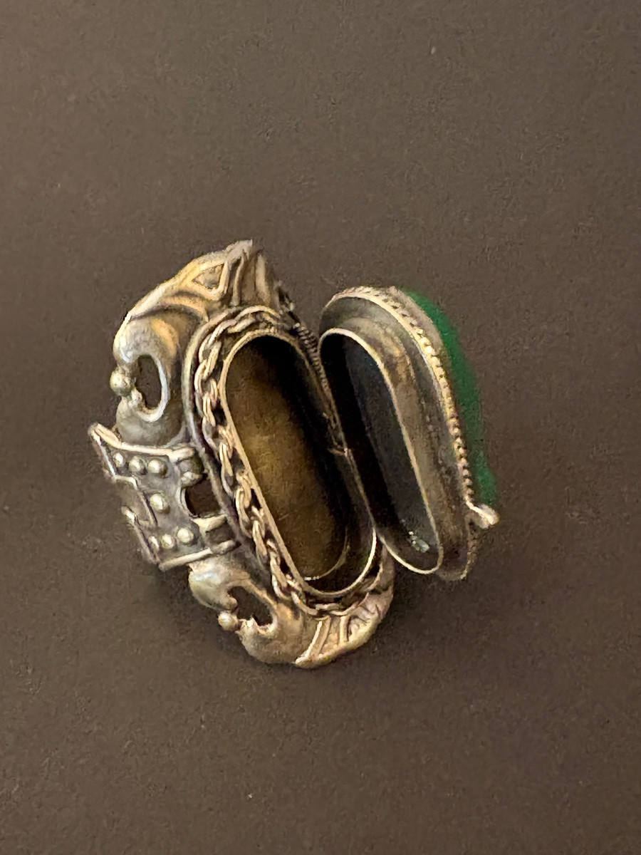 Vintage: Bague à secret en argent 925/1000 eme et obsidienne -photo-3