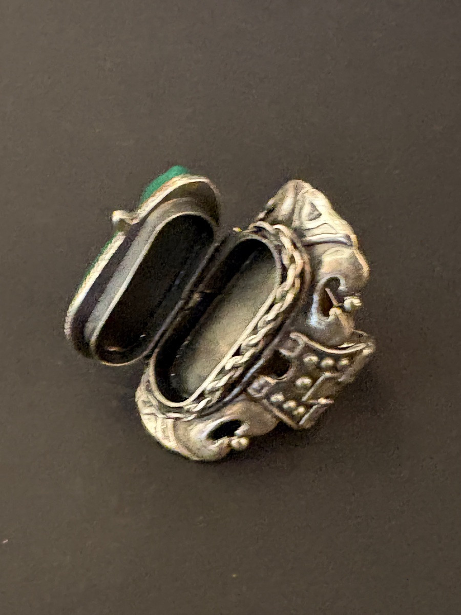 Vintage: Bague à secret en argent 925/1000 eme et obsidienne -photo-4