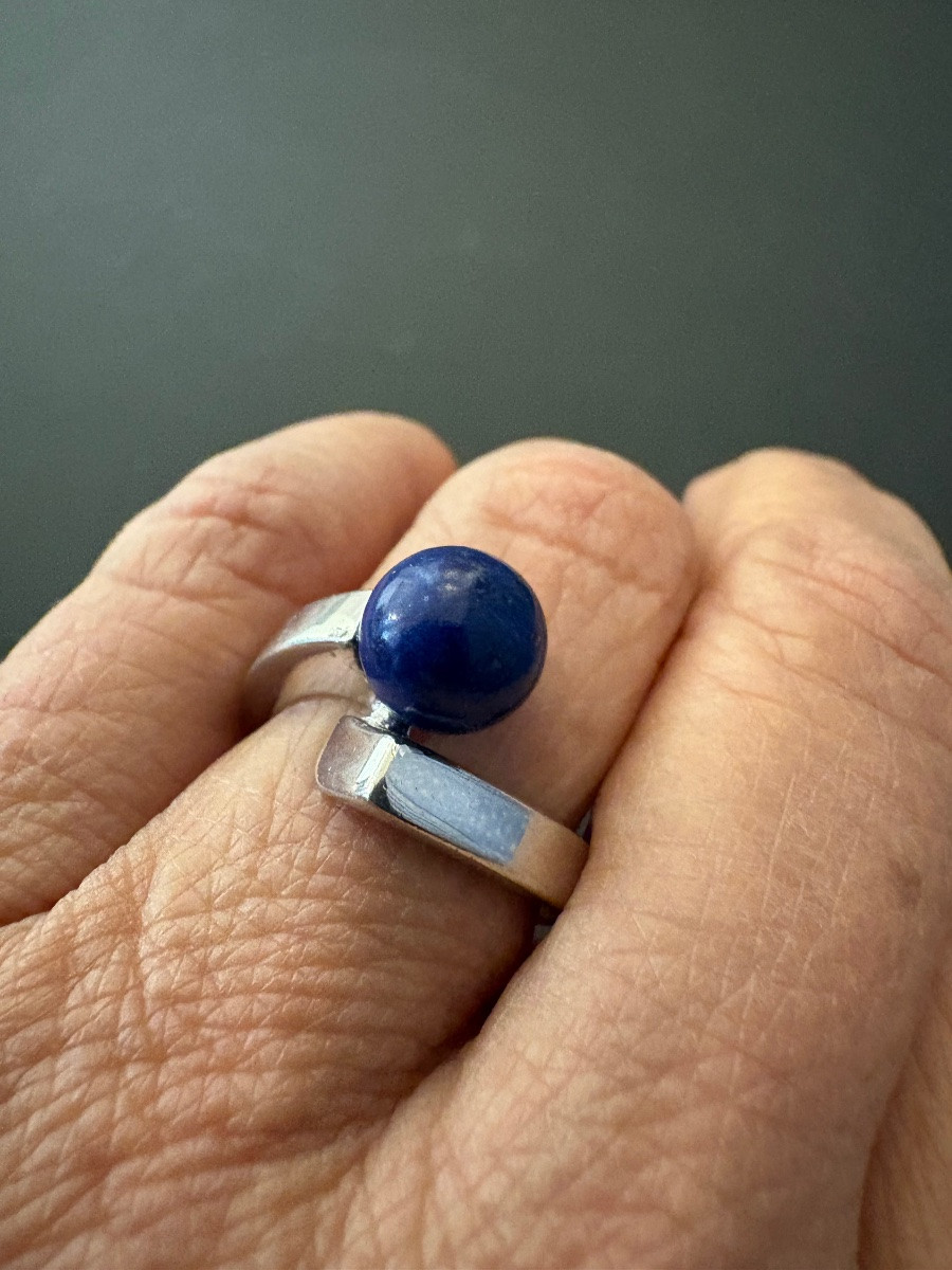 Bague en argent 925/1000 et lapis-lazuli -photo-3
