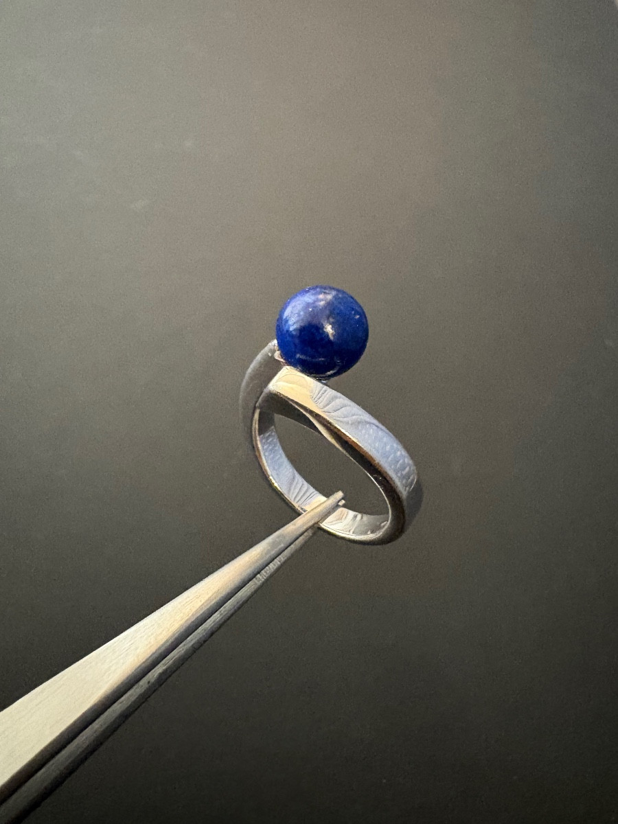 Bague en argent 925/1000 et lapis-lazuli 