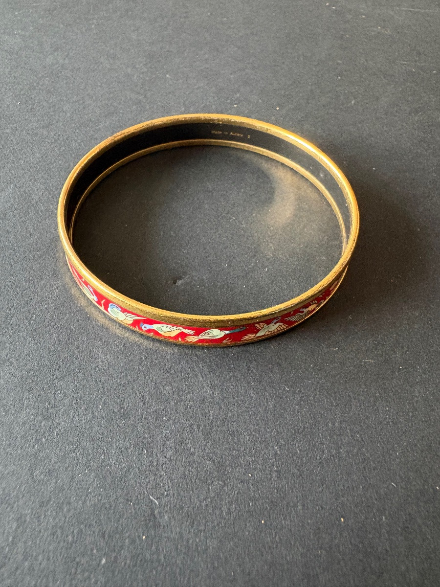 Hermes. Vintage Thin Bangle Bracelet In Enamel.-photo-4