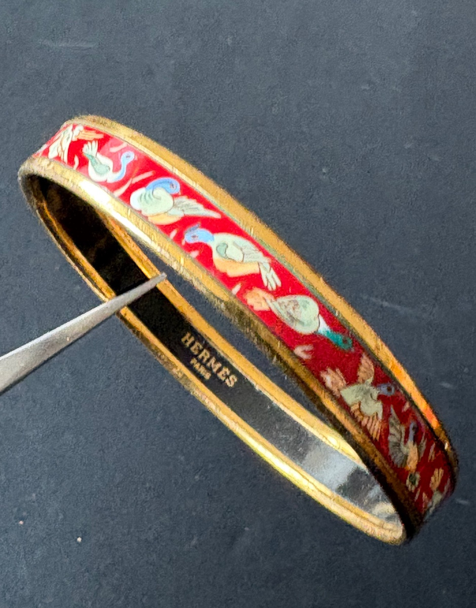 Hermes. Vintage Thin Bangle Bracelet In Enamel.