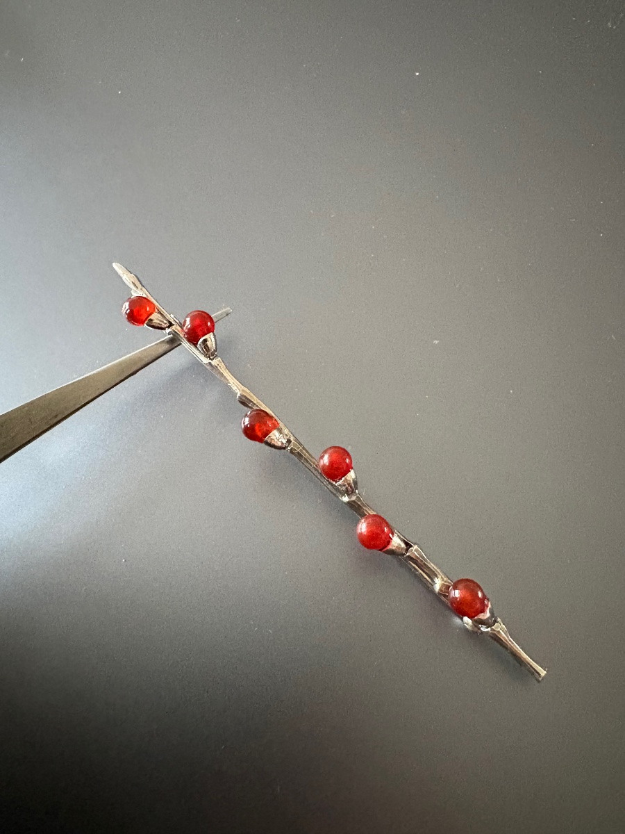 Art Nouveau: broche en argent 800/1000 eme et cornaline-photo-4