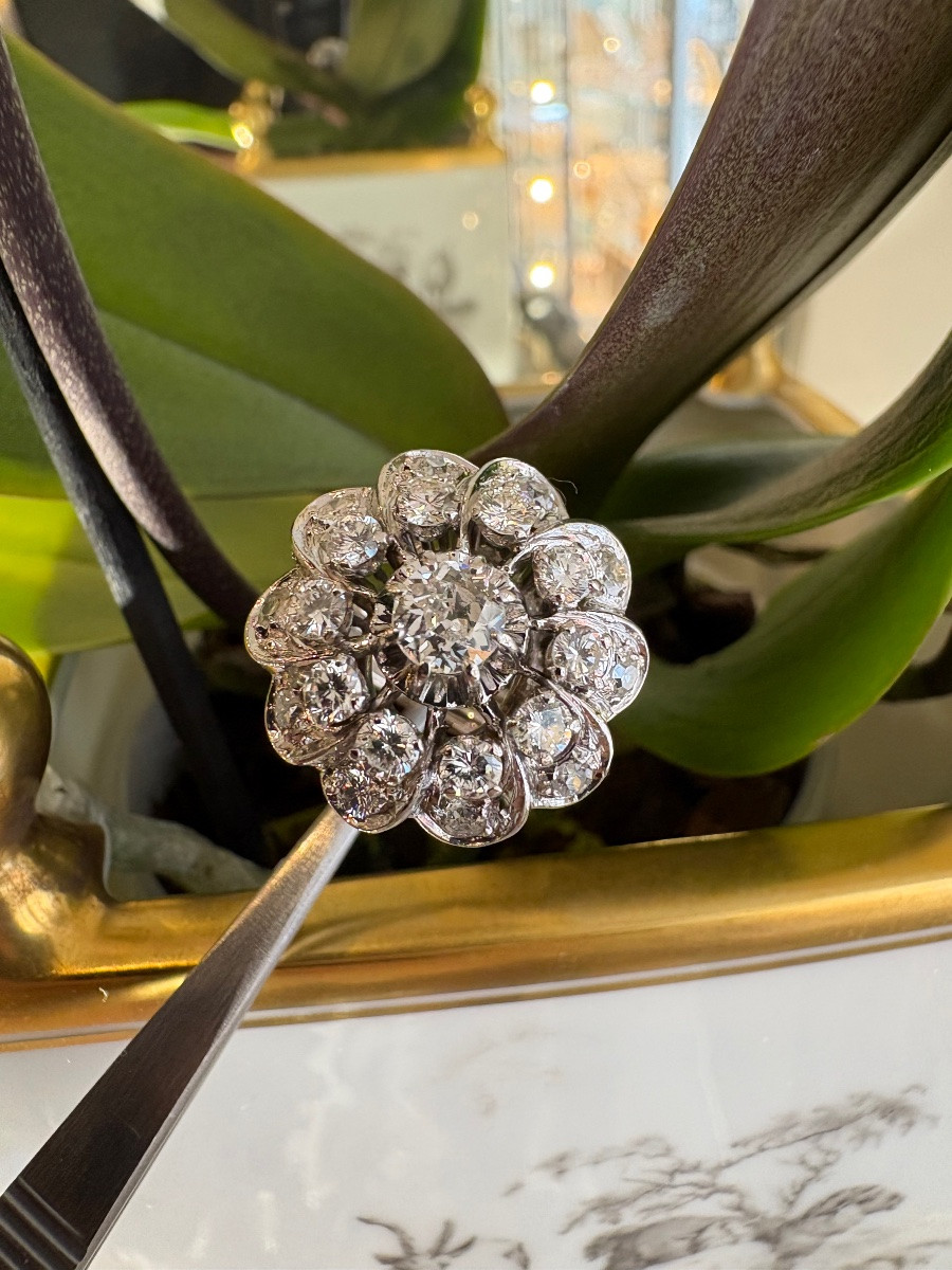 Ring In 750/1000th White Gold And Diamonds.-photo-4