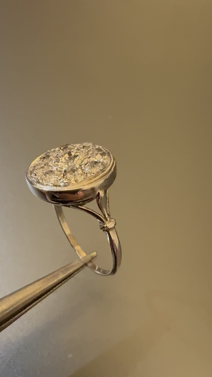 Art Deco: Ring In 750/1000th White Gold And Diamonds.-photo-2