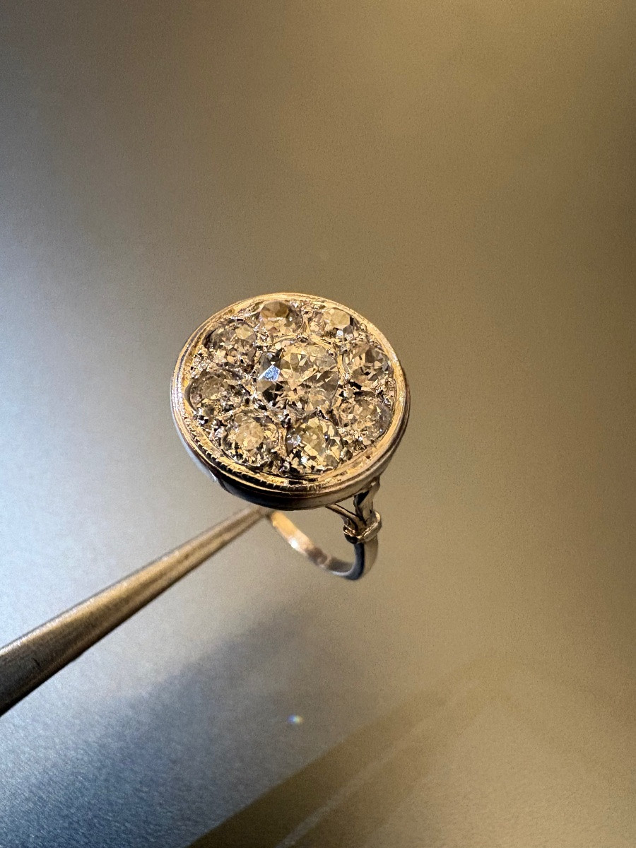Art Deco: Ring In 750/1000th White Gold And Diamonds.-photo-3