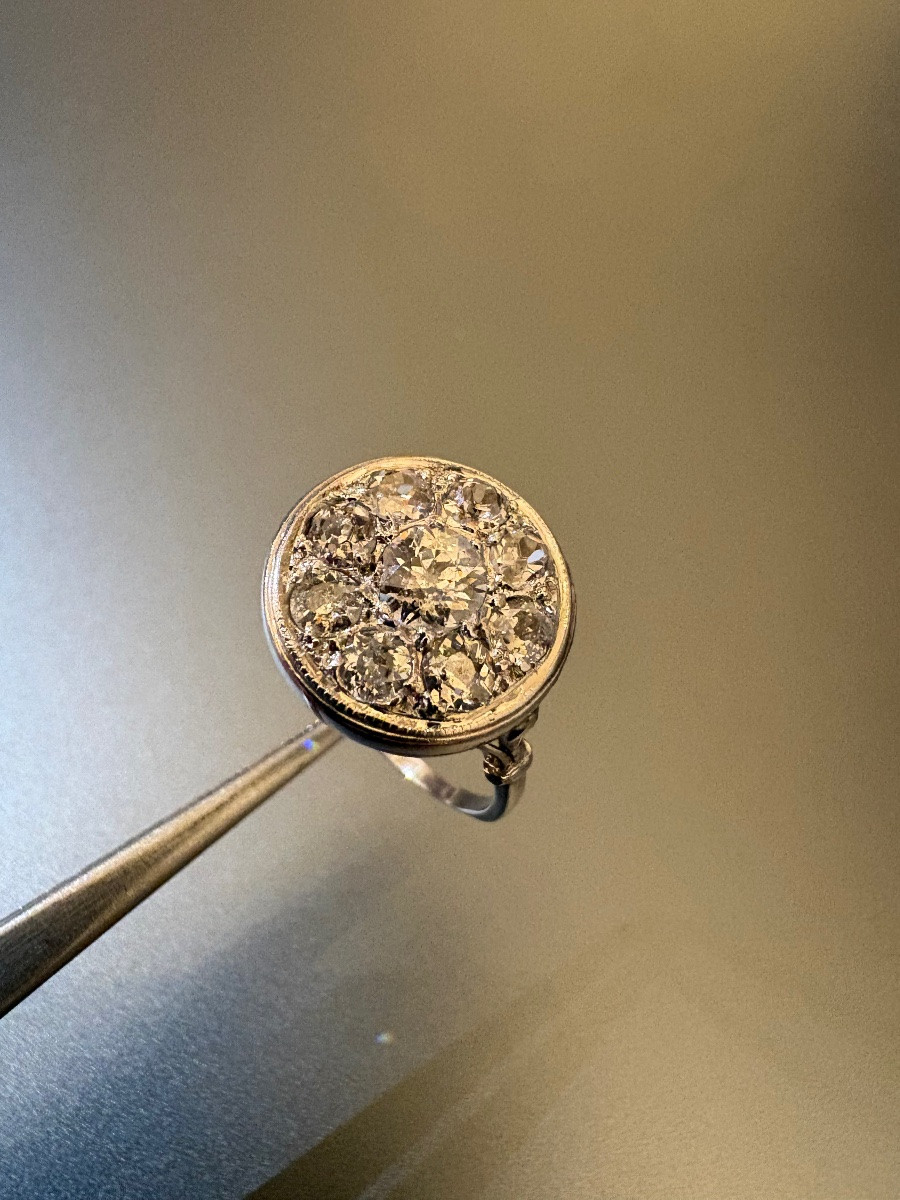 Art Deco: Ring In 750/1000th White Gold And Diamonds.-photo-3