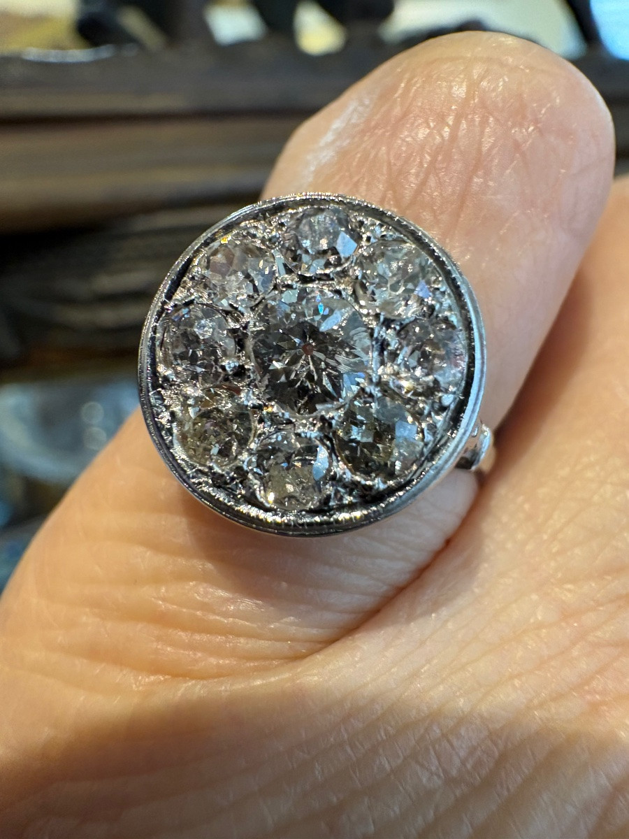Art Deco: Ring In 750/1000th White Gold And Diamonds.-photo-4