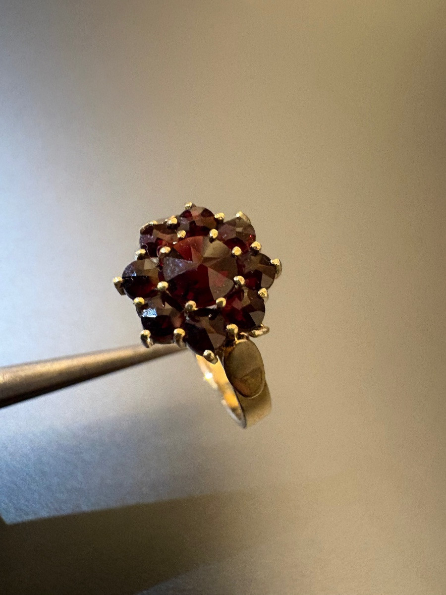 Ancienne bague en or 750/1000 eme et grenats-photo-2