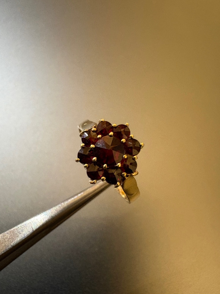 Ancienne bague en or 750/1000 eme et grenats-photo-4