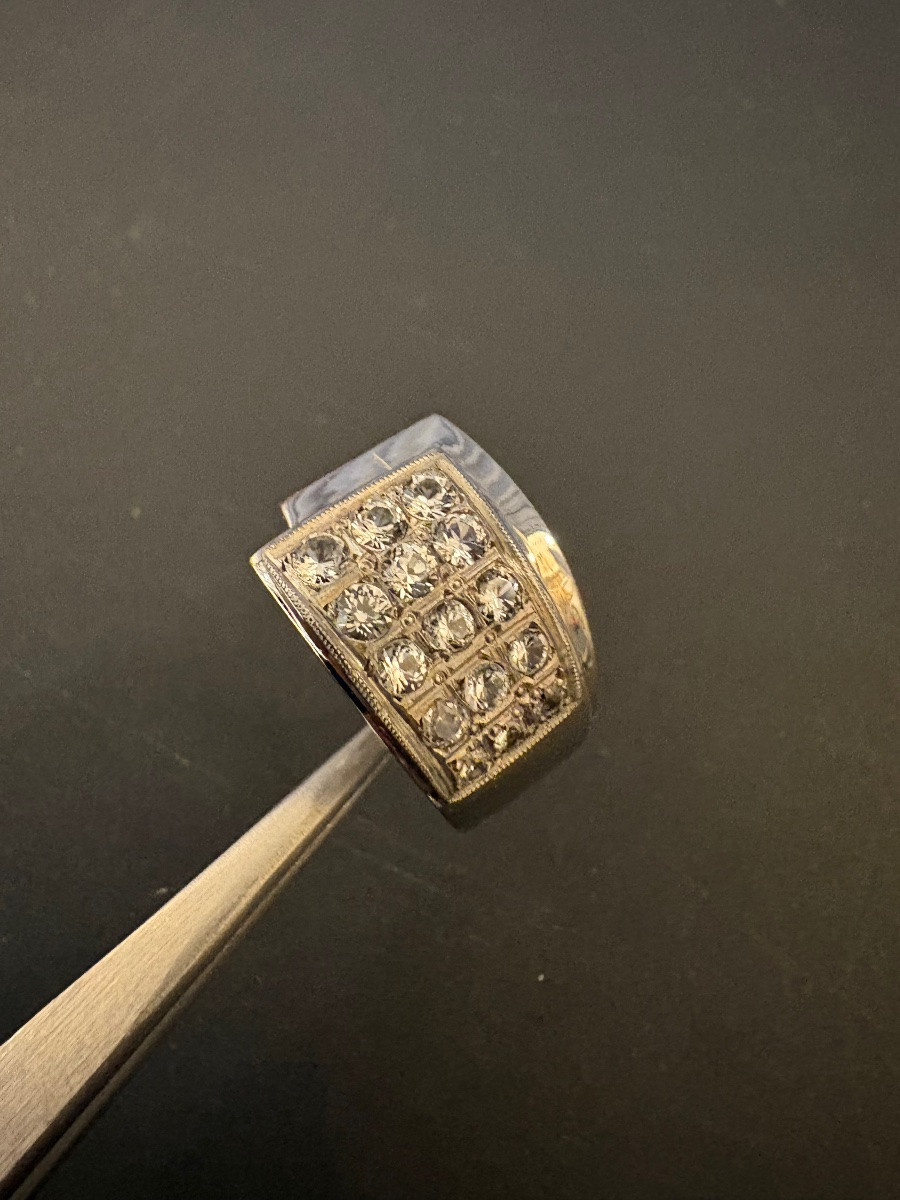 800/1000th Silver And White Stone Tank Ring-photo-2