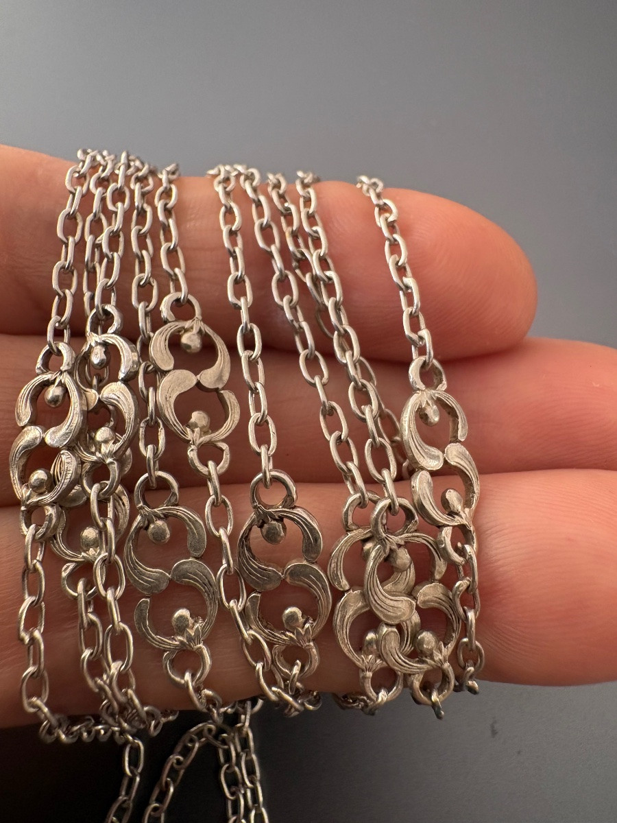Ancienne chaîne de montre en argent 800/1000 eme.-photo-2