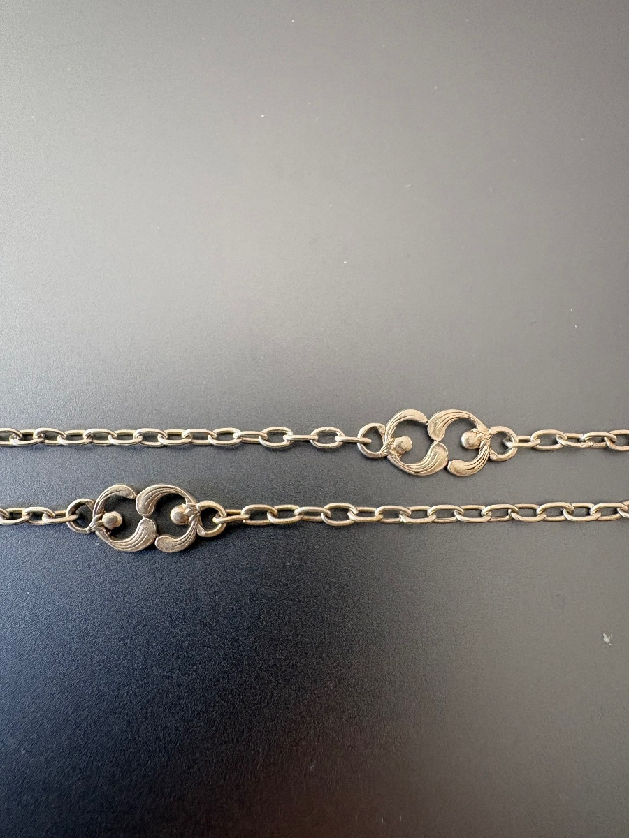 Ancienne chaîne de montre en argent 800/1000 eme.-photo-3