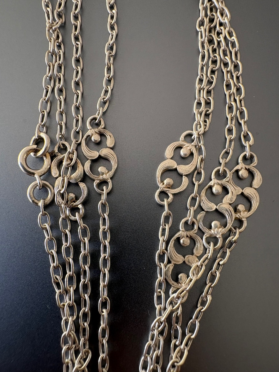 Ancienne chaîne de montre en argent 800/1000 eme.-photo-4