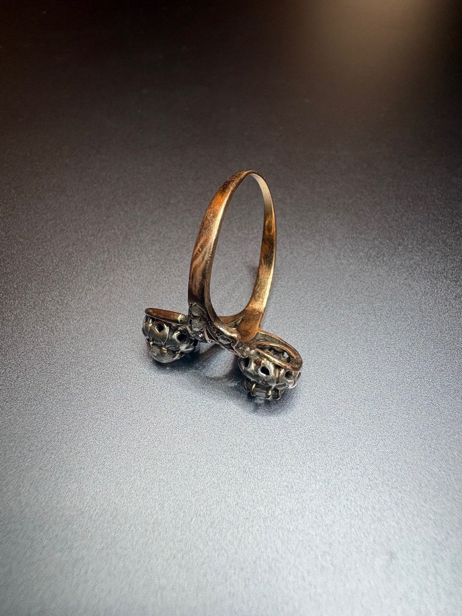 Ancienne bague toi et moi en or rose 750/1000 eme et diamants-photo-1