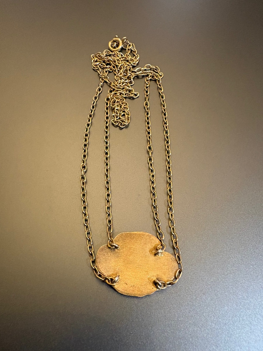 Diolot: Art Nouveau Necklace In Silver Vermeil 800/1000 Eme. 19th Century.-photo-4