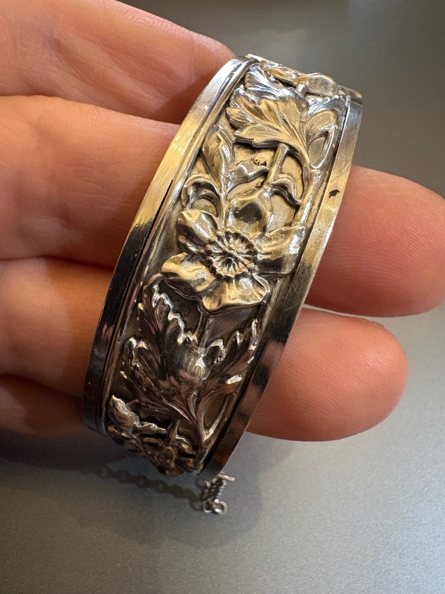 Ancien bracelet demi rigide en argent 800/1000 eme-photo-2