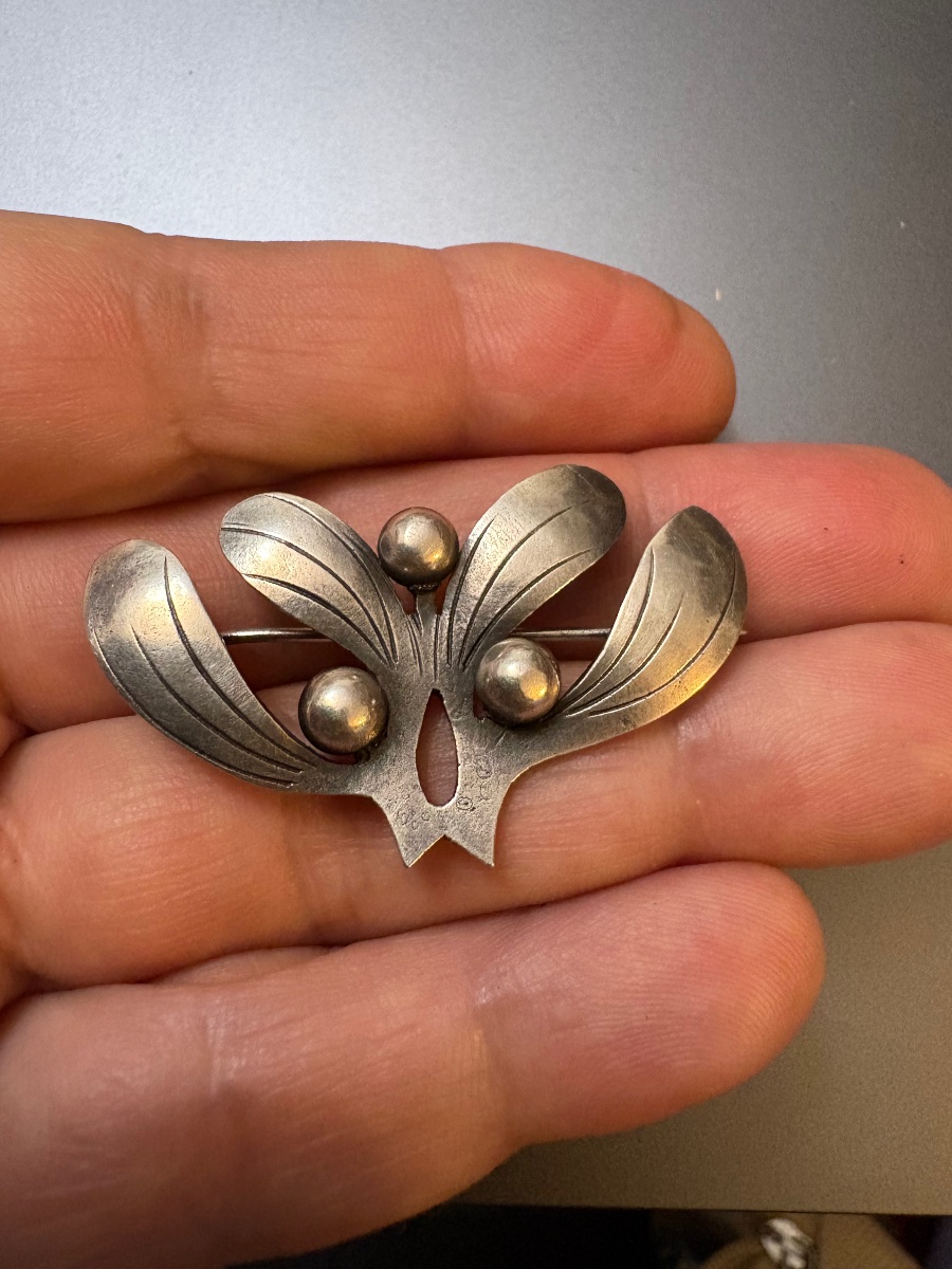 Art Nouveau: Broche argent 800/1000 eme-photo-3