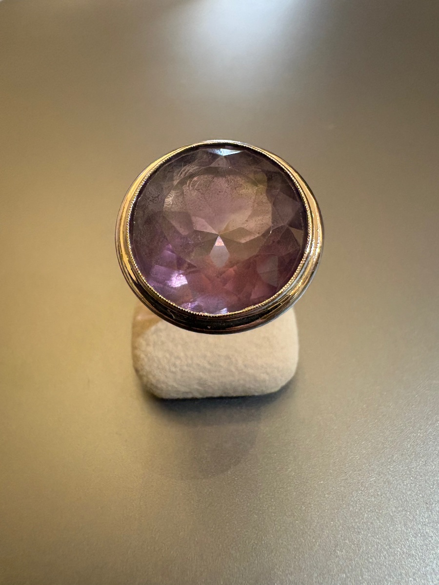 Ancienne bague en argent 800/1000 eme et améthyste.-photo-2