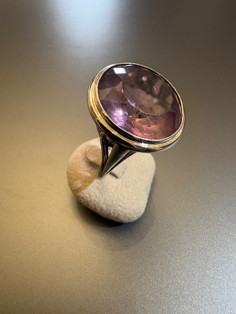 Ancienne bague en argent 800/1000 eme et améthyste.-photo-4