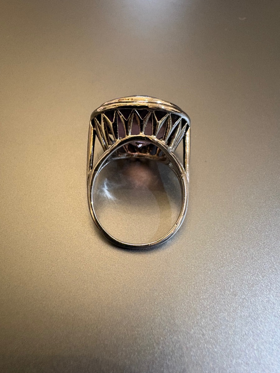 Ancienne bague en argent 800/1000 eme et améthyste.-photo-1