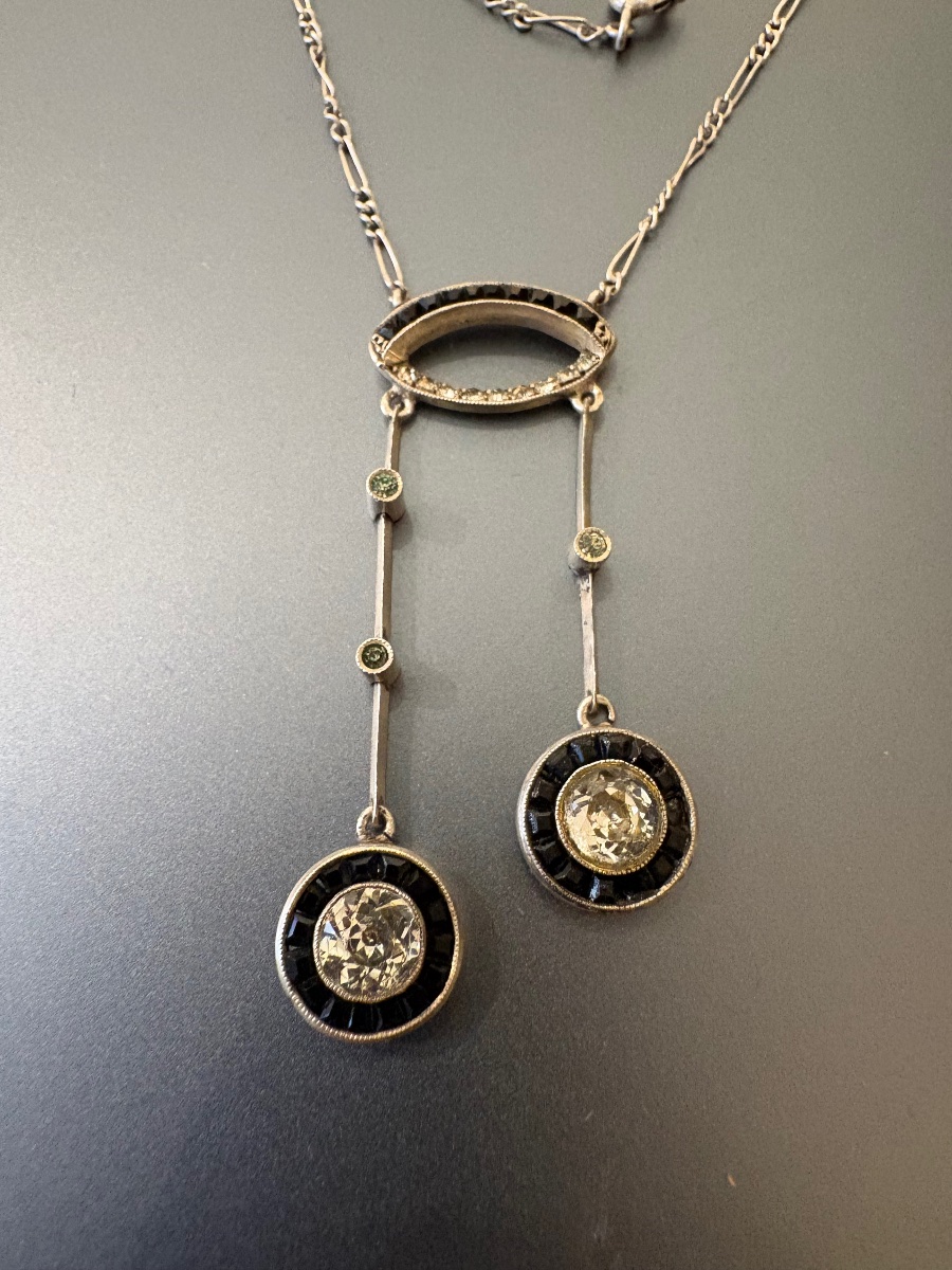 "belle époque" Style Necklace In 800/1000 Silver With Gemstones.