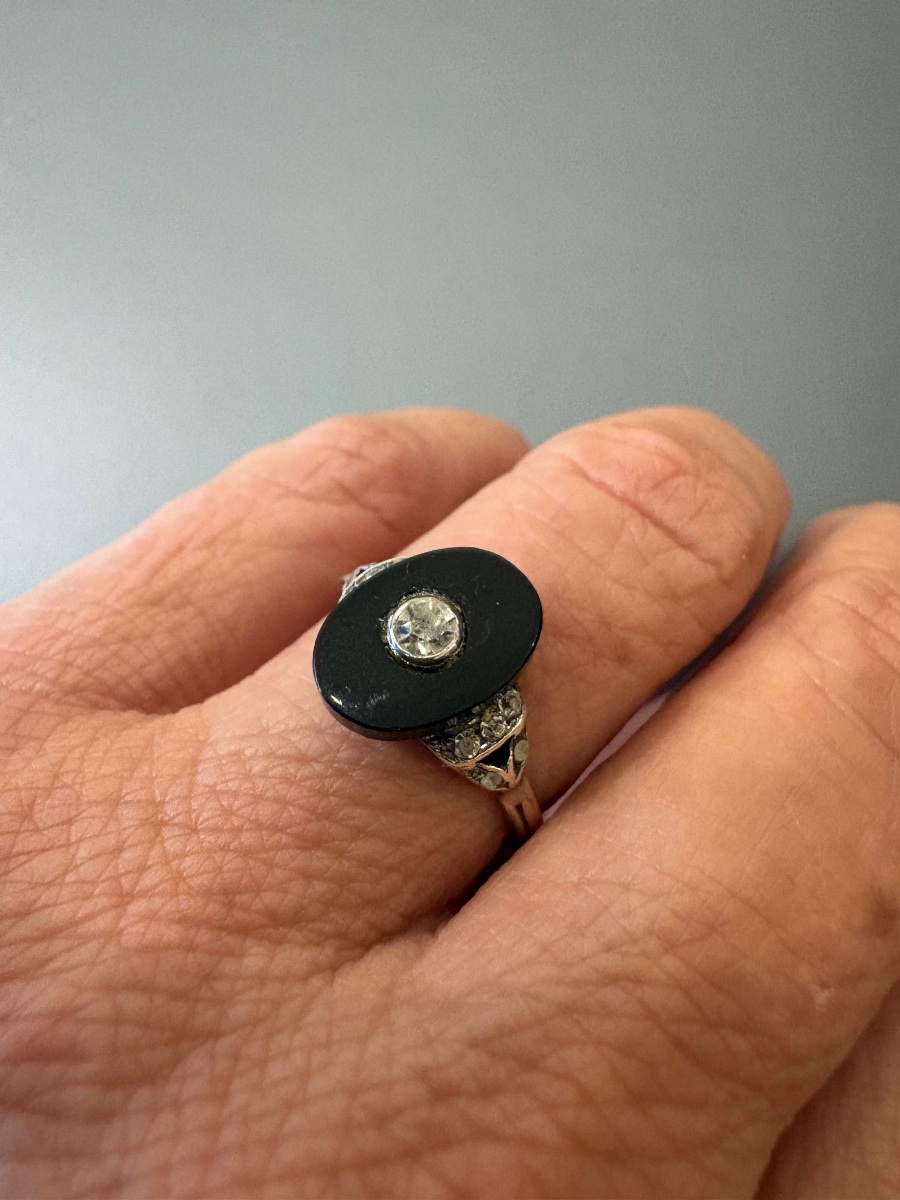 Bague Art Deco en argent 800/1000 eme. -photo-2