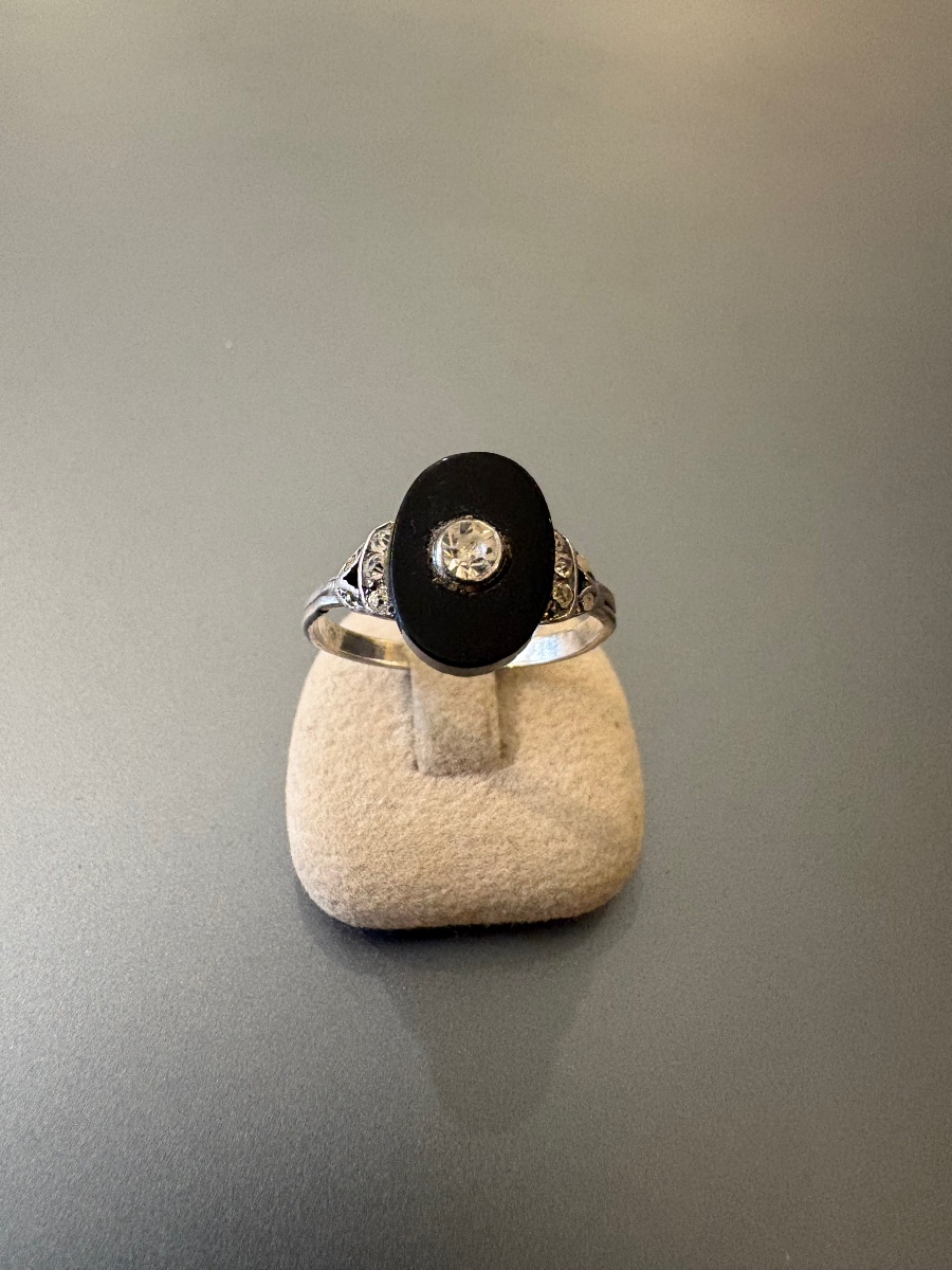 Bague Art Deco en argent 800/1000 eme. -photo-2