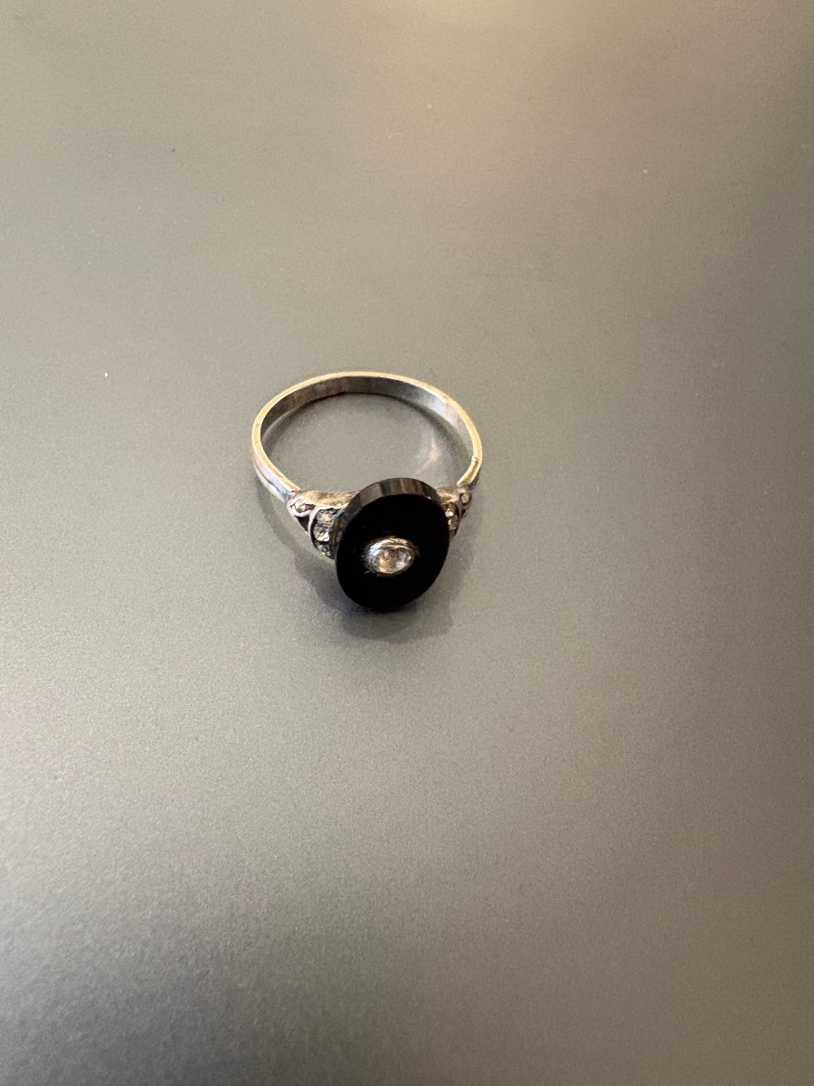 Bague Art Deco en argent 800/1000 eme. -photo-4