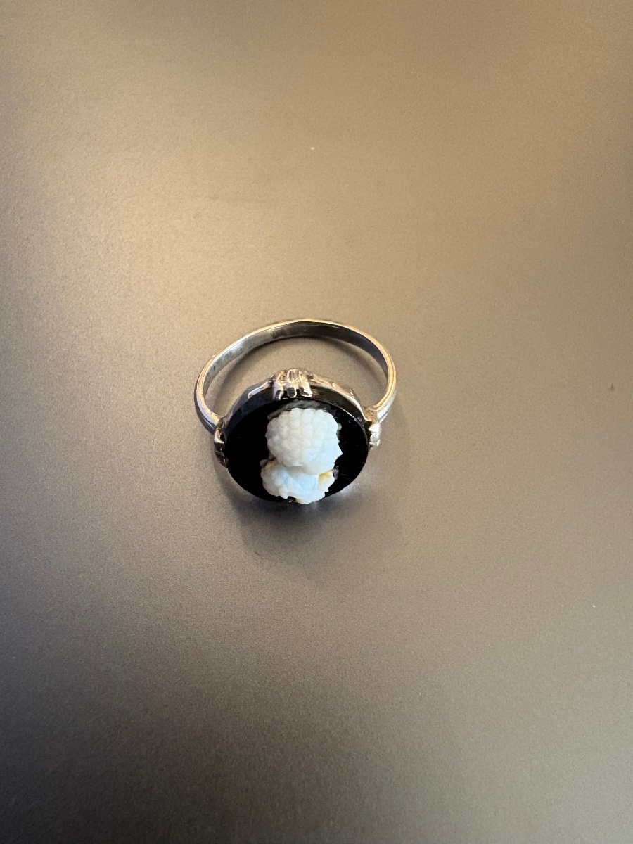 Bague ancienne en argent 800/1000 eme et camée agate-photo-4