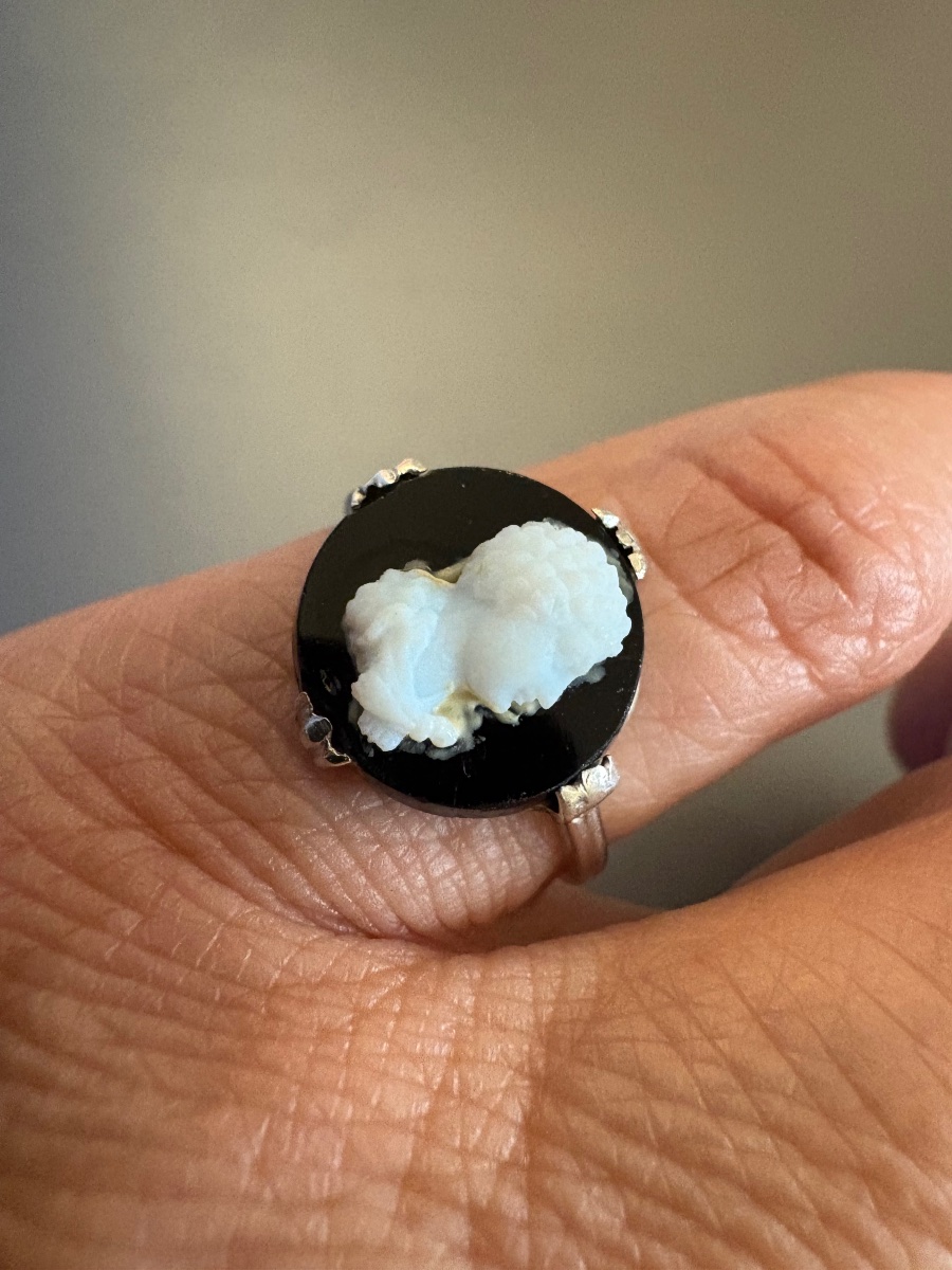 Bague ancienne en argent 800/1000 eme et camée agate-photo-7