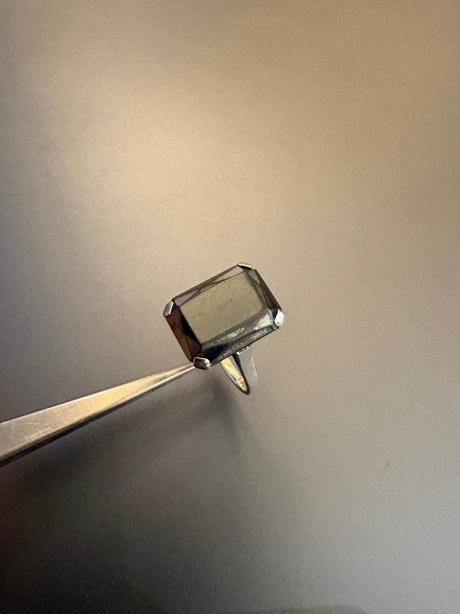 Ancienne bague en argent 800/1000 et hématite.-photo-2